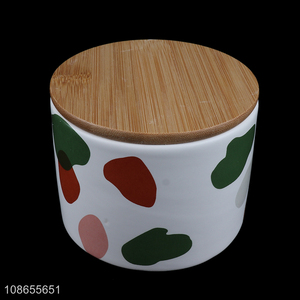 Wholesale airtight ceramic tea canister storage jar with bamboo lid