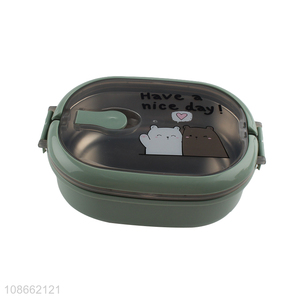 Good quality stainless steel lunch box with spoon for adults and kids