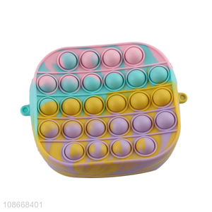 Latest design colorful silicone push pop mini coin purse for sale