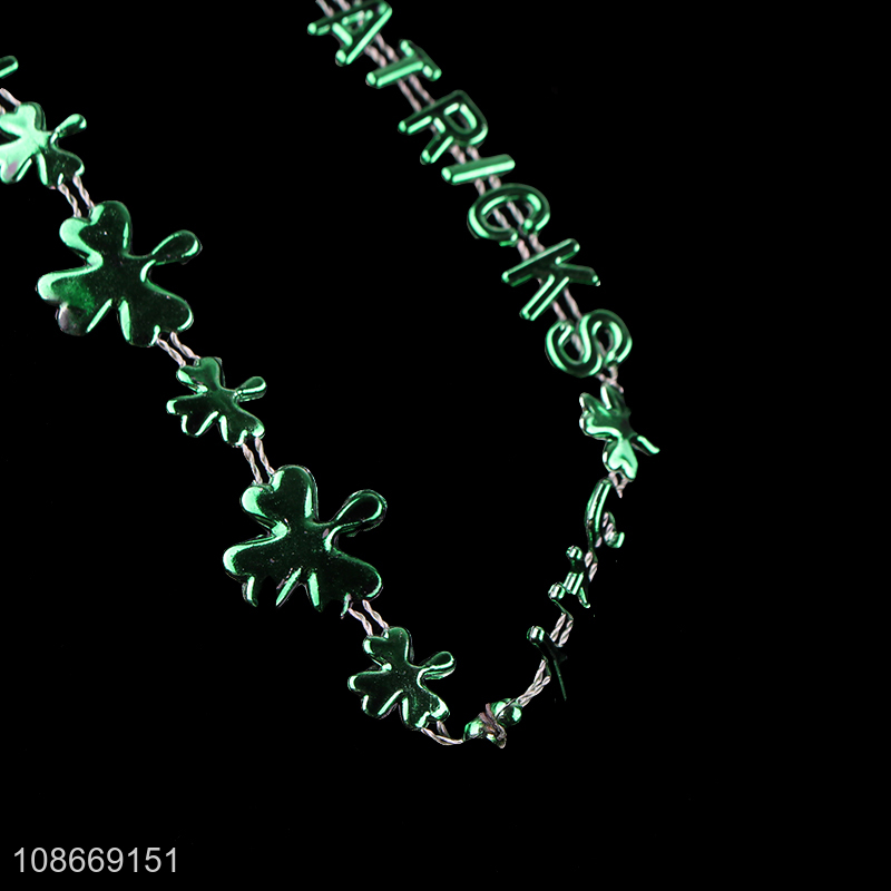 New Product St. Patrick's Day Shamrock Necklace Irish Clover Bead Necklace