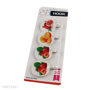 Yiwu market 4pcs bathroom kitchen plastic sticky hook for sale