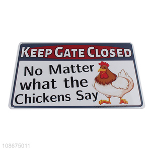 Latest products door decoration tin warming sign board for keep gate closed