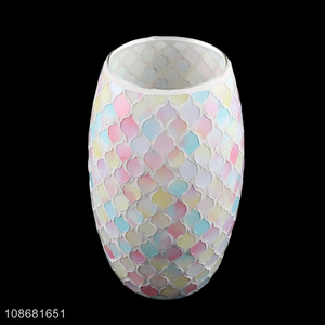 China supplier colored decorative mosaic <em>glass</em> flower vase for home