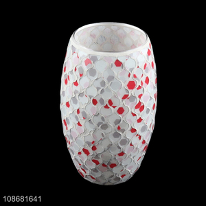 Factory price indoor decoration mosaic <em>glass</em> flower vase for sale