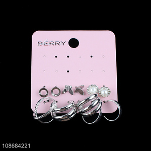 Factory supply silver plated stud <em>earrings</em> set hoop <em>earrings</em> set