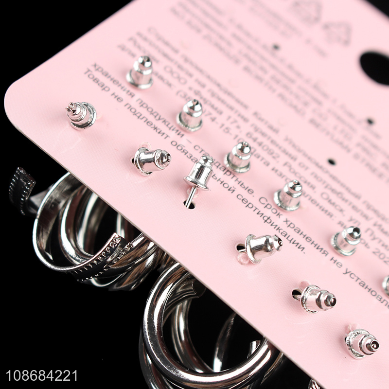 Factory supply silver plated stud earrings set hoop earrings set