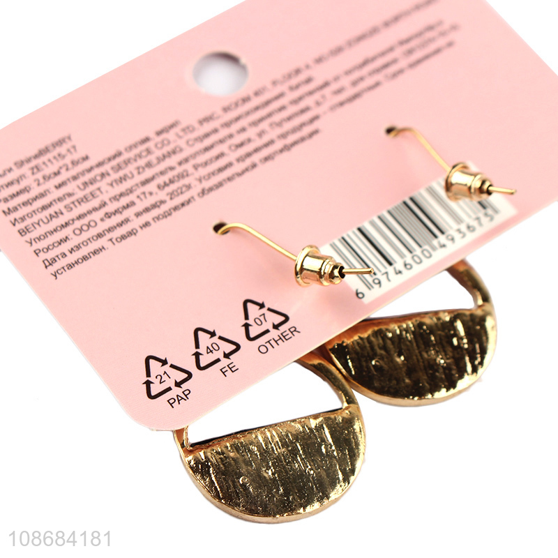Good price gold plated round metal dangle earrings geometric earrings