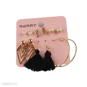 New product geometric stud earrings tassel earrings set for women