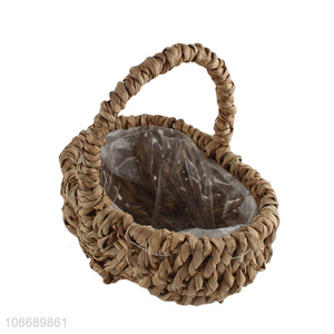 Top selling hanging woven basket flower pot for indoor outdoor