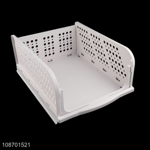 Wholesale folding plastic wardrobe closet organizer drawer type storage basket