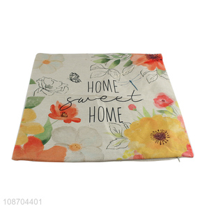 Hot selling floral print throw <em>pillow</em> case cushion cover for sofa