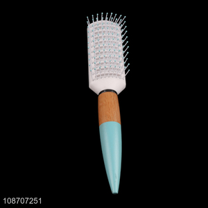Online wholesale wooden handle rib comb massage detangling hair <em>brush</em>