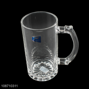 Online wholesale 500ml clear glass water cup beer mug with handle