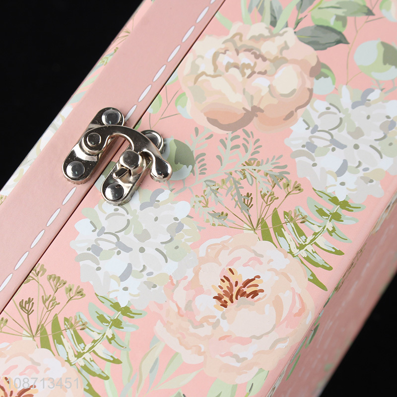 New products paperboard storage box flower box suitcases with metal handle