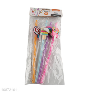 Wholesale plastic drinking straws reusable cartoon straws with straw brush
