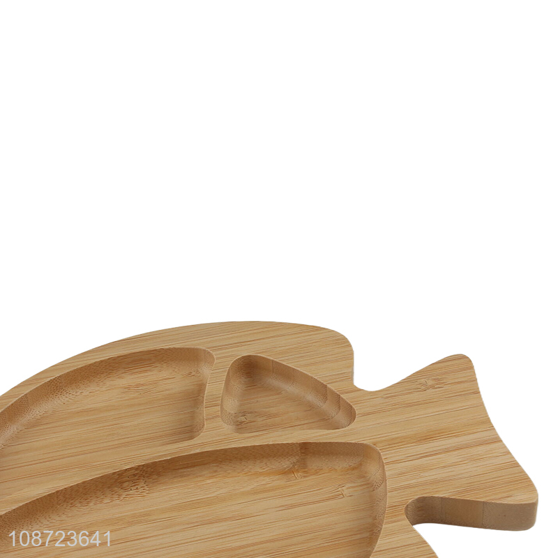 Top products fish shape bamboo children tableware plate wholesale