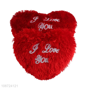 Hot selling plush heart throw <em>pillow</em> fluffy heart back cushion for Valentine