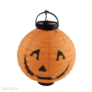 Good quality battery operated led light paper pumpkin lantern for Halloween decor