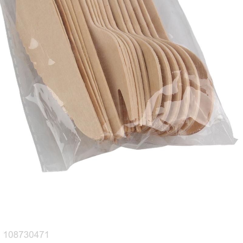 Latest products disposable wooden cutlery set fork spoon knife set for sale