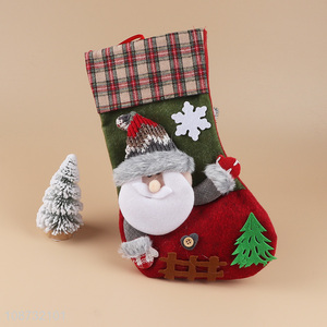 New arrival 3D fabric Christmas stockings imitation linen hanging <em>socks</em>