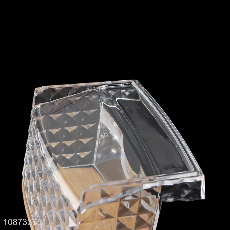 Hot selling clear plastic cotton swab storage box with bamboo lid