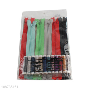 Hot selling sewing kit with invisible zippers, needles,threads, & tape measure