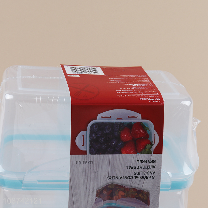 Hot selling 3 pieces plastic fresh-keeping storage box food containers