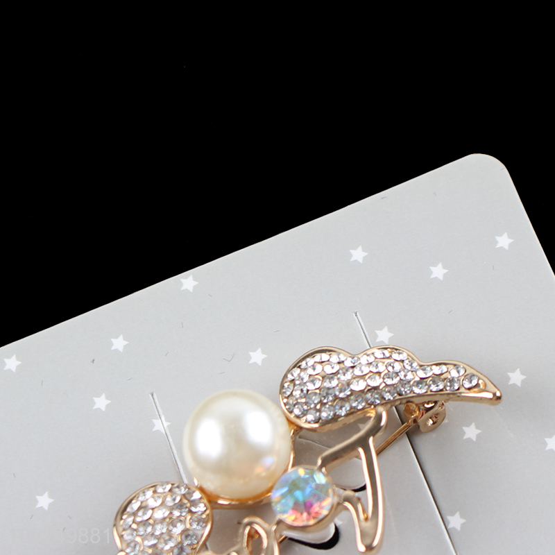 New arrival angel wings brooch pin pearl rhinestone brooch pin