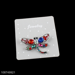 Wholesale colorful rhinestone dragonfly brooch pin jewelry for banquet