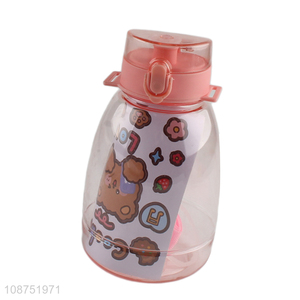 Wholesale 1100ml kids water bottle with straw, shoulder strap & stickers