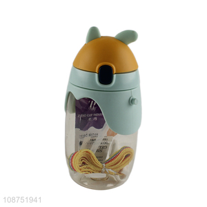 Hot selling 460ml children water bottle with straw & shoulder strap