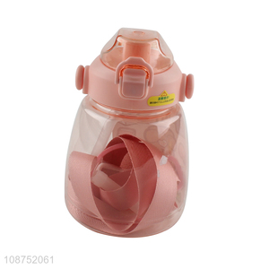 New product 1100ml kids water bottle with straw, shoulder strap, handle & stickers