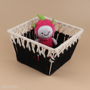 High quality natural woven storage basket cotton rope basket for desktop