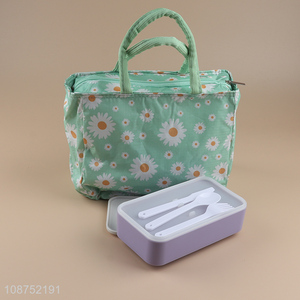 High quality daisy flower printed insulated lunch bag reusable cooler bag