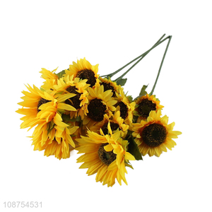 Wholesale 5-head <em>artificial</em> <em>flower</em> long stem faux sunflower for home decor