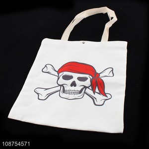 Wholesale double sided pirate <em>flag</em> printed tote bag handbag shopping bag