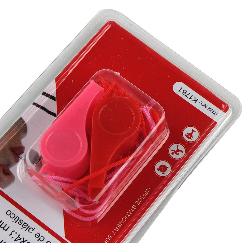 Top quality plastic 2pcs colored whistle set for sale