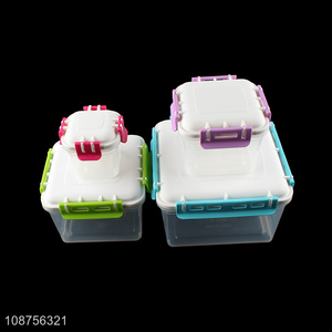 Custom logo 4pcs/set <em>plastic</em> fresh-kepping box food storage <em>containers</em>