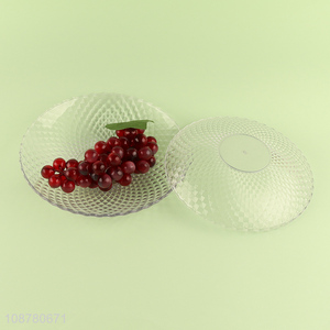 Wholesale round clear plastic fruit plate serving plate