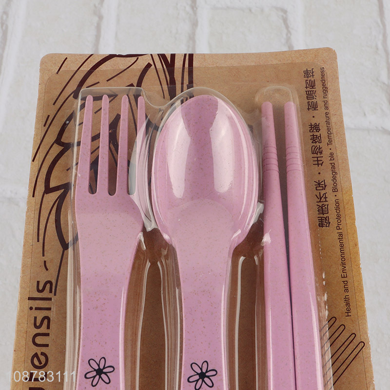 New prouct wheat straw chopsticks spoon and fork set