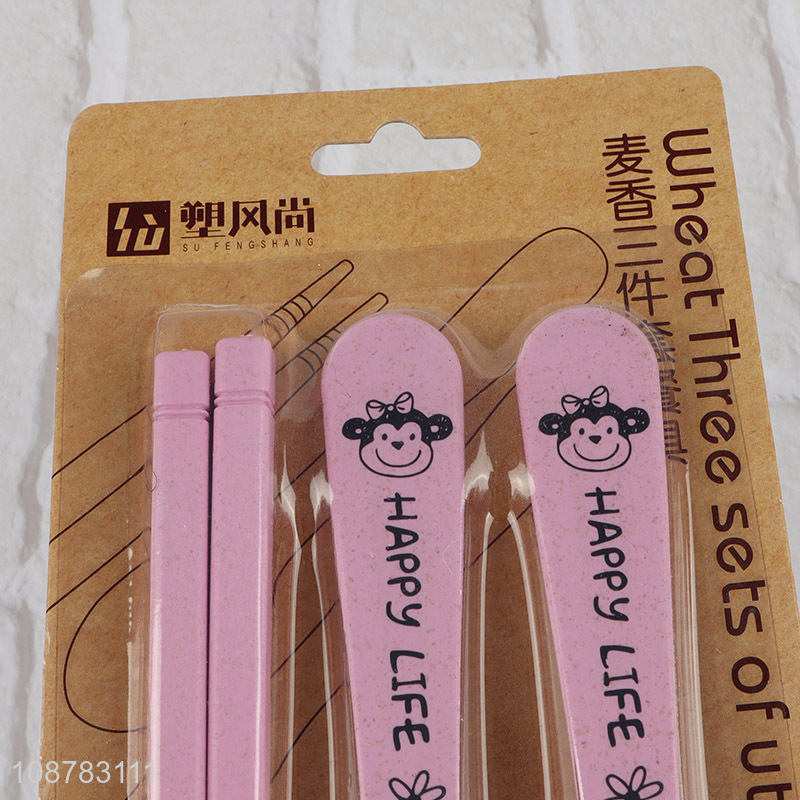 New prouct wheat straw chopsticks spoon and fork set