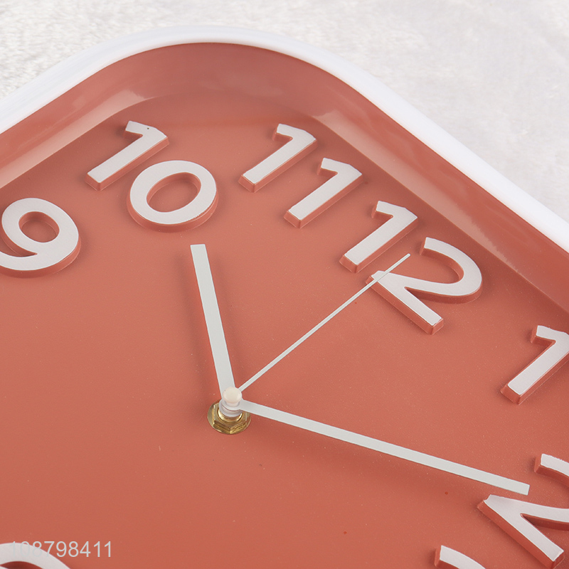 High quality square silent analog plastic wall clock for kitchen