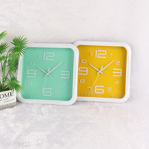 Hot selling square modern simple silent wall clock for bedroom