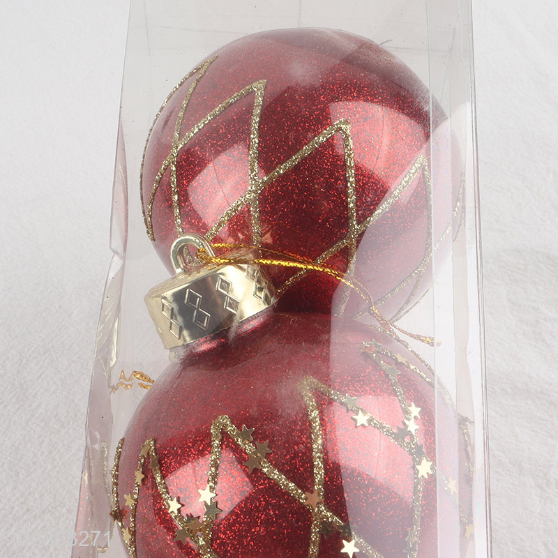 Good selling red 3pcs round christmas ball wholesale