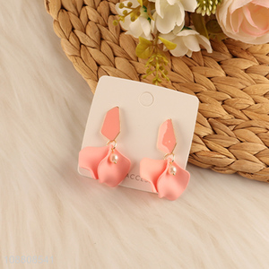 Hot selling flower <em>earrings</em> rose petal statement <em>earrings</em>