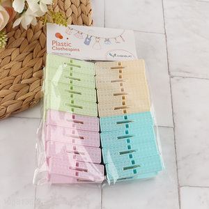 Wholesale 16pcs colored plastic clothes pins with spring