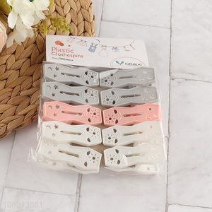 Factory price 10pcs colored plastic clothes pins with spring