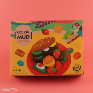 Low price burger sandwich series diy colored mud toys