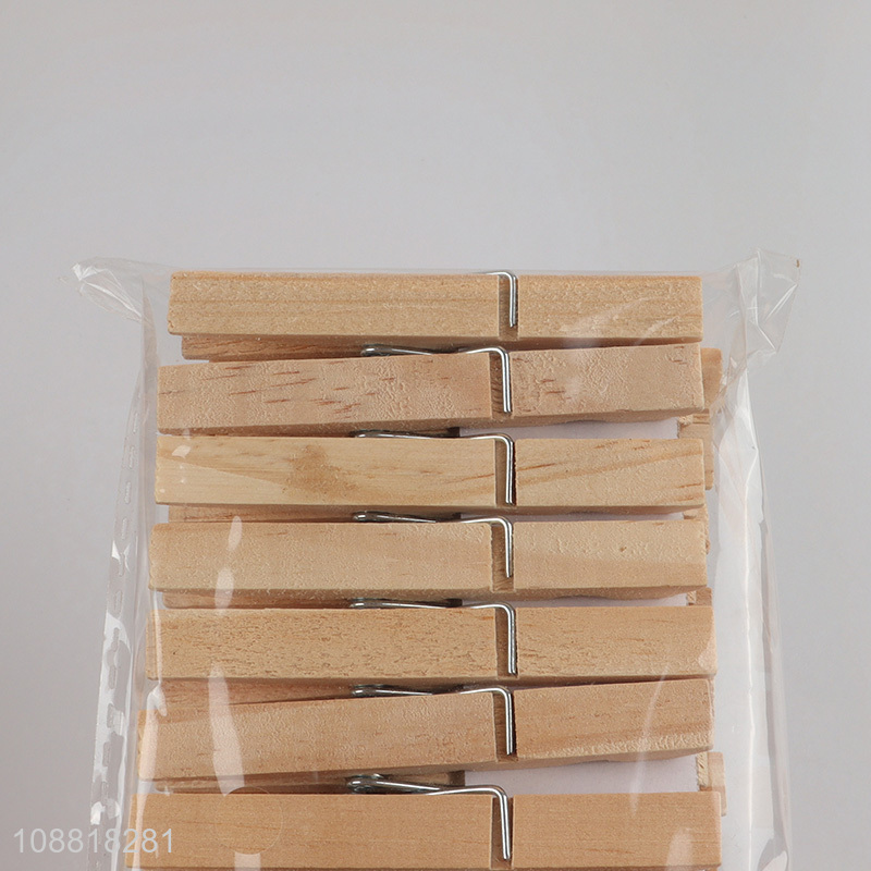 Factory price 24pcs bamboo clothes pegs photo clips