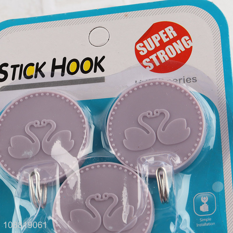 Factory price 3pcs kitchen utensils hook bathroom sticky hooks